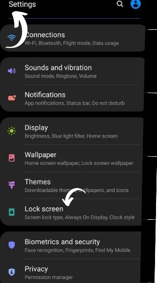 Go to Mobile settings and open Lock screen