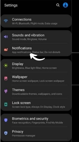 Go to settings and find notifications settings