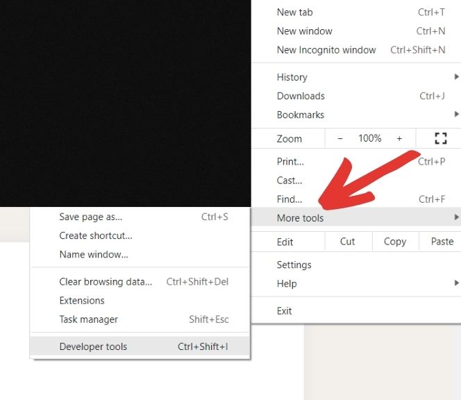 Click on Three dots from the right top menu button and go to more tools