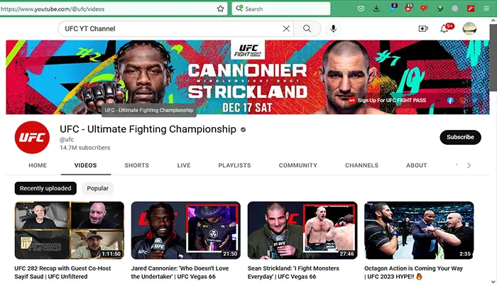 UFC YT Channel