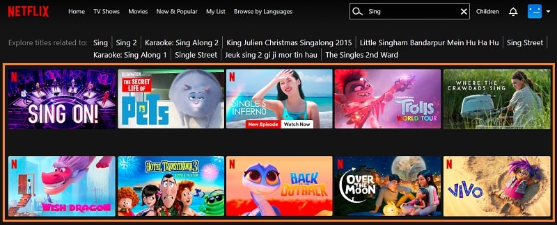 Is Sing (2016) On Netflx