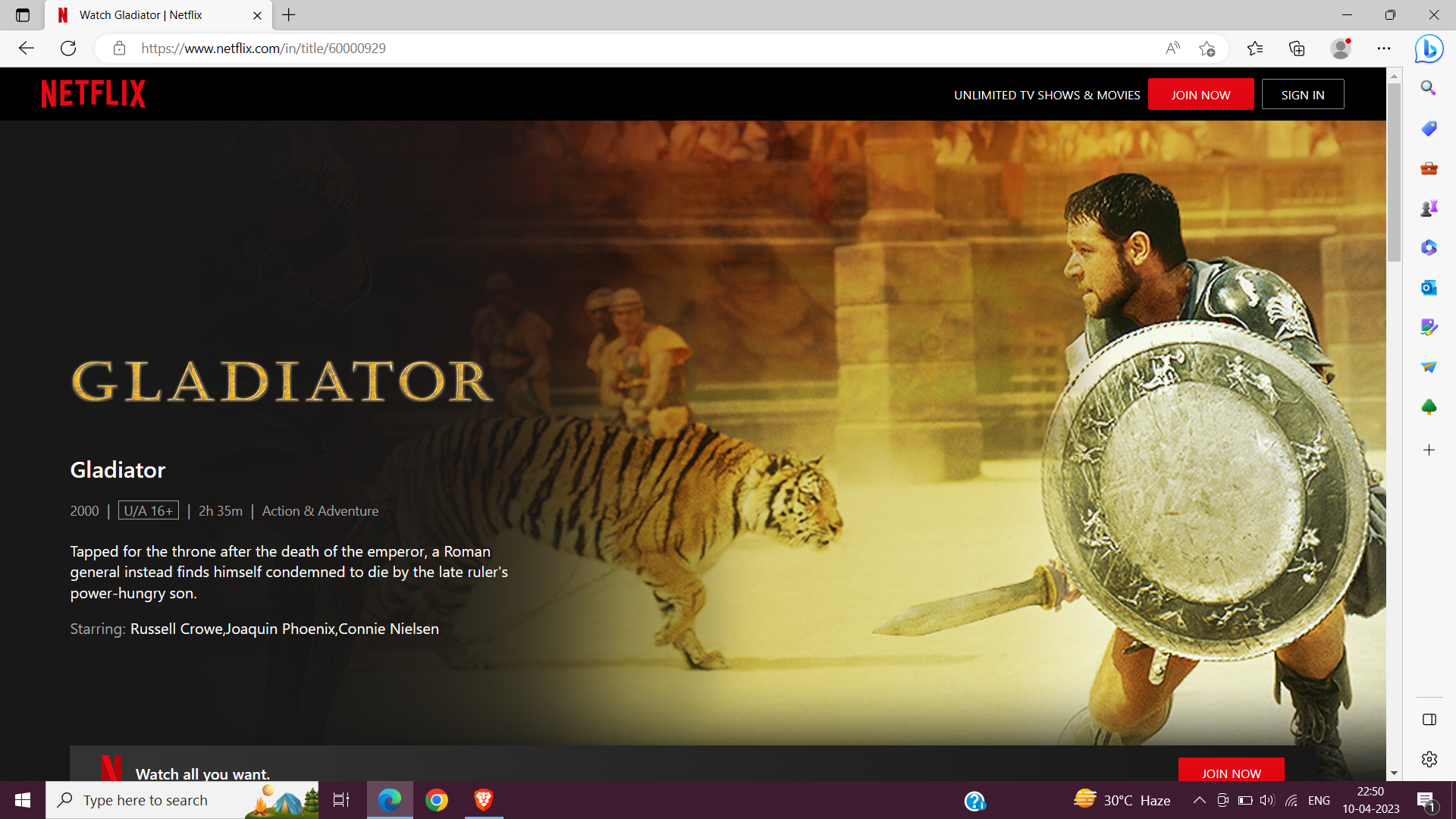 Assistir Gladiador na Netflix