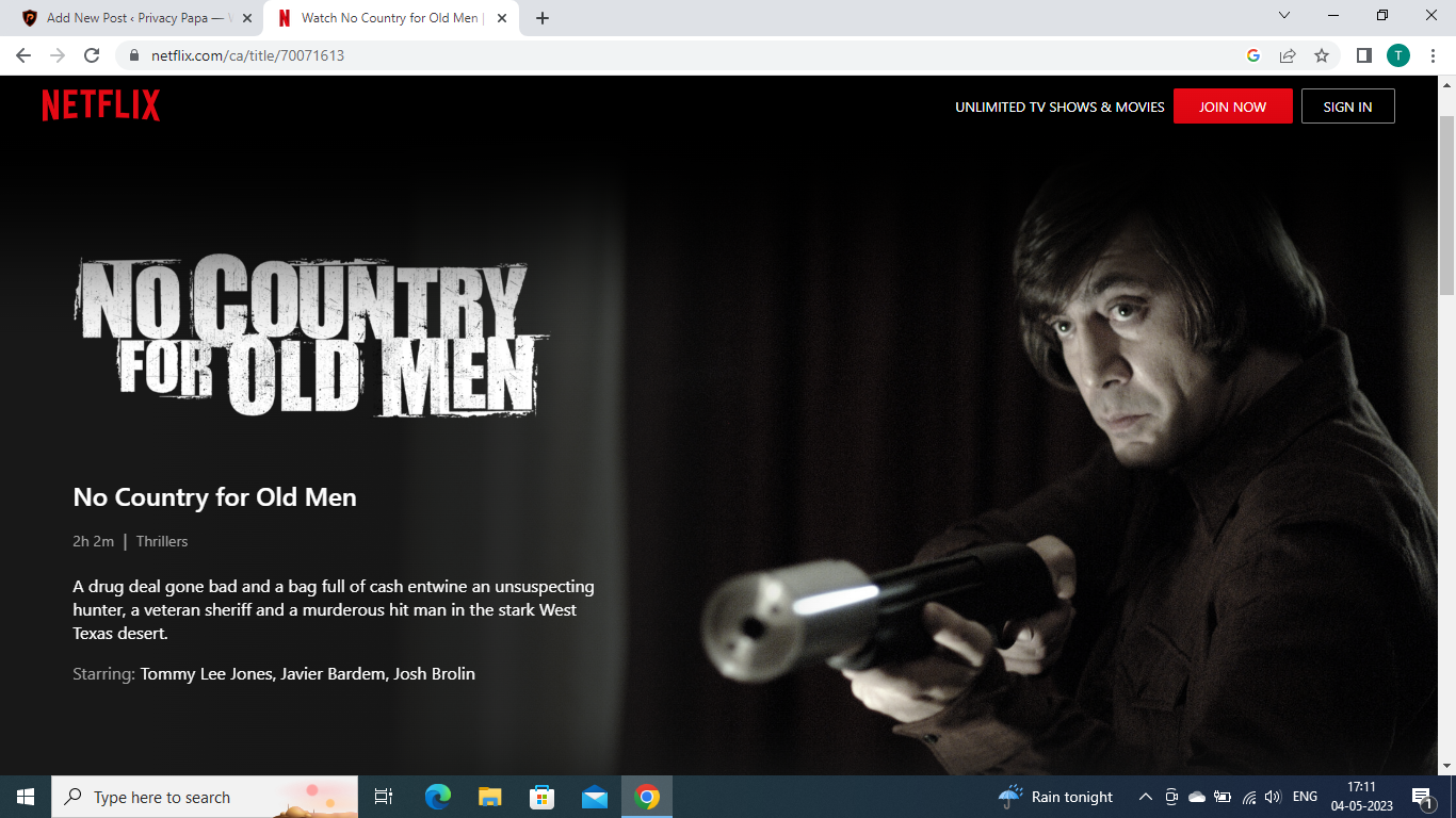 Regarder No Country for Old Men sur Netflix